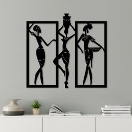 Wallity African Women Escultura de pared negra